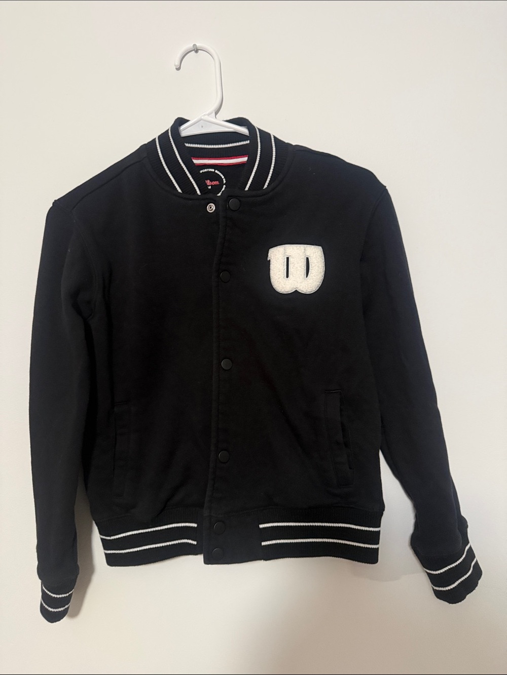Black Varsity-Style Boy’s Jacket with Contrast Trim